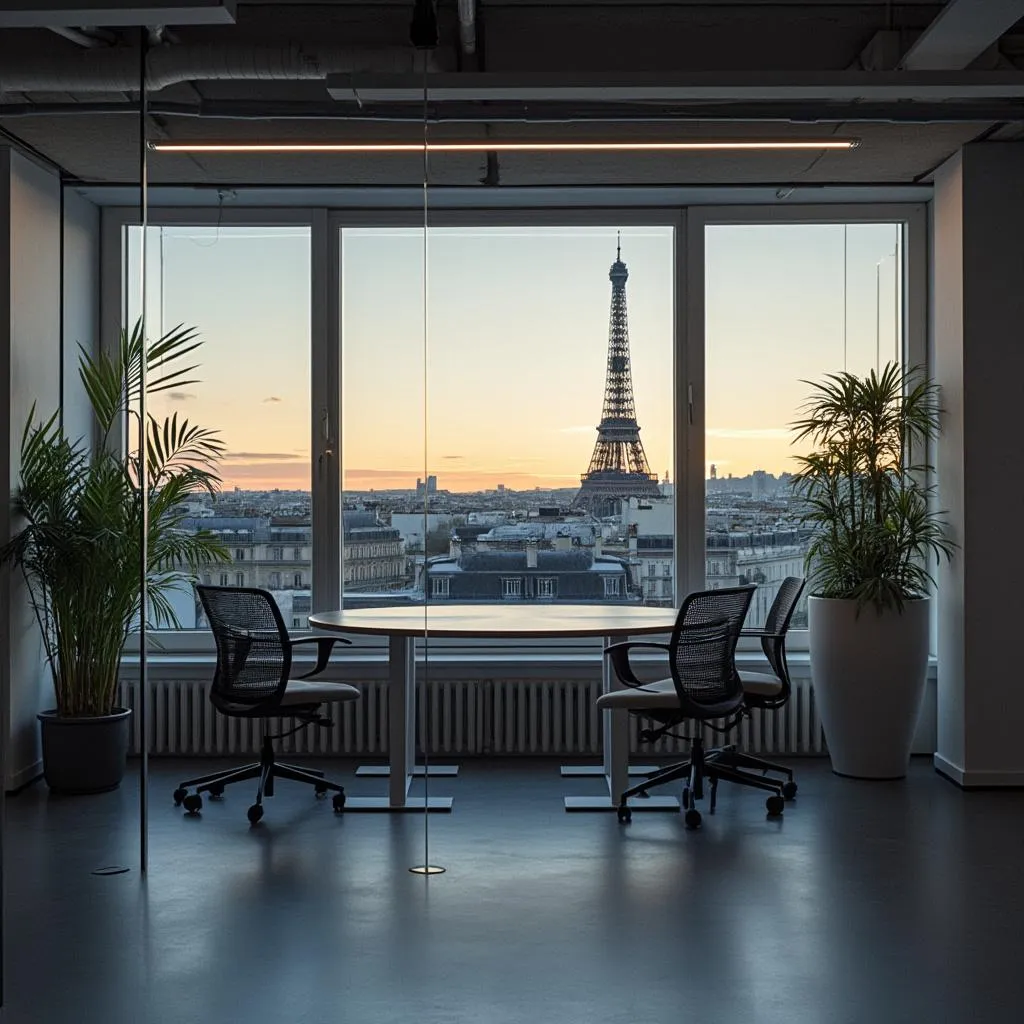 Vue de notre bureau à Paris avec la Tour Eiffel